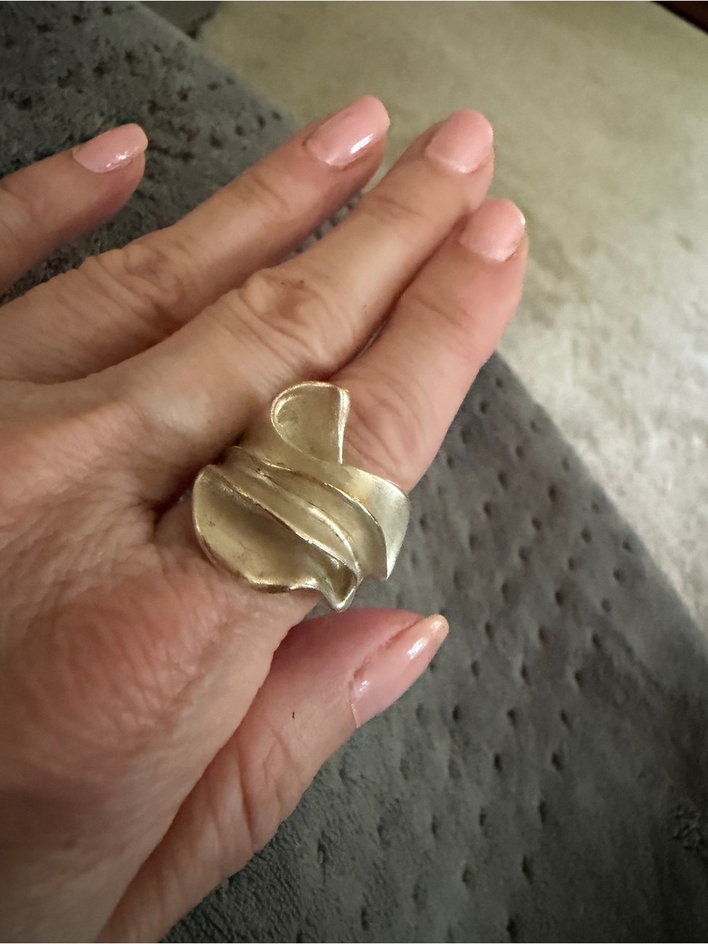 Sculpted Swirl Matte Silver - Tone Statement Ring